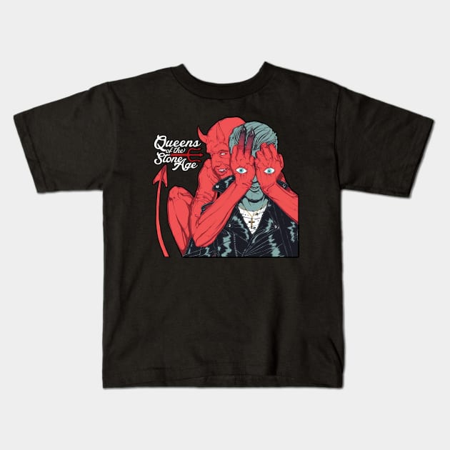 Queens Of The Stone Age Band Kids T-Shirt by Powder.Saga art
